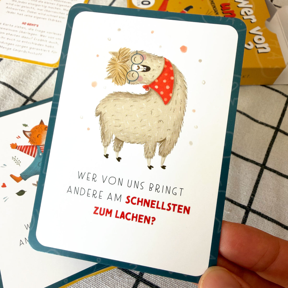 Wer von uns kartenspiel lachen alpaka