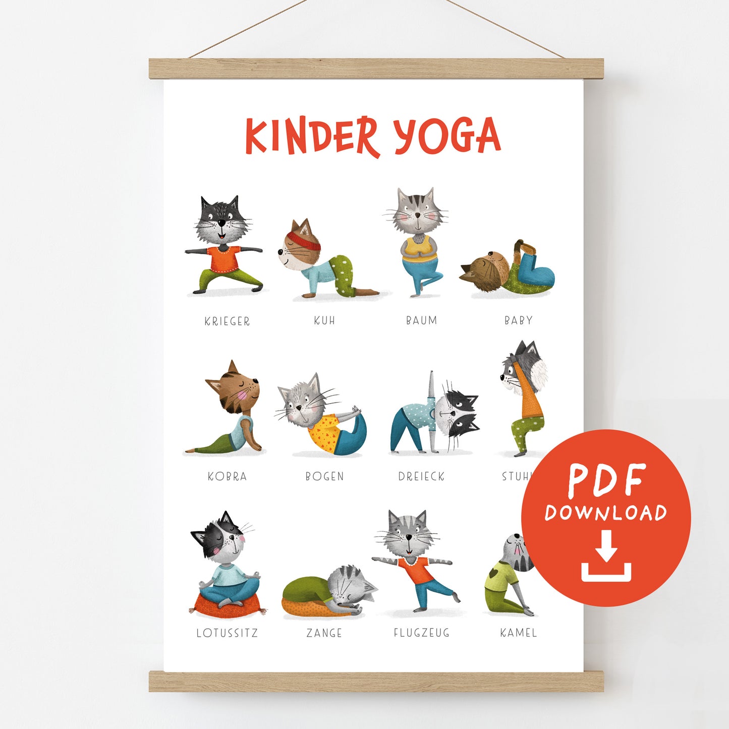 kinder yoga poster katzen