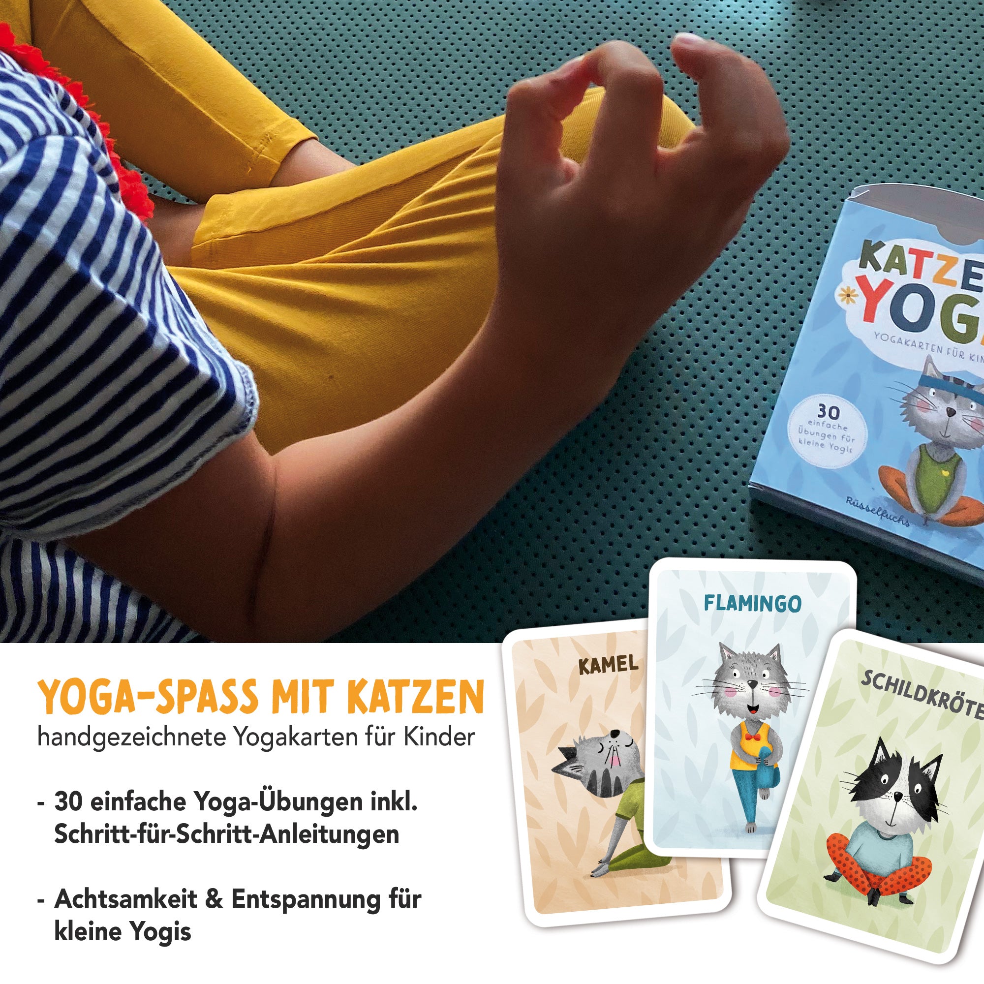 yoga karten kinder katzen