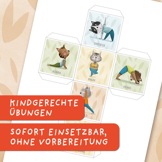 Yoga-Würfel für Kinder – Bewegungsspiel mit Katzen-Yoga | PDF Download